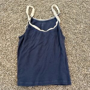 Brandy Melville Dark Blue Camisole with Cream Lace